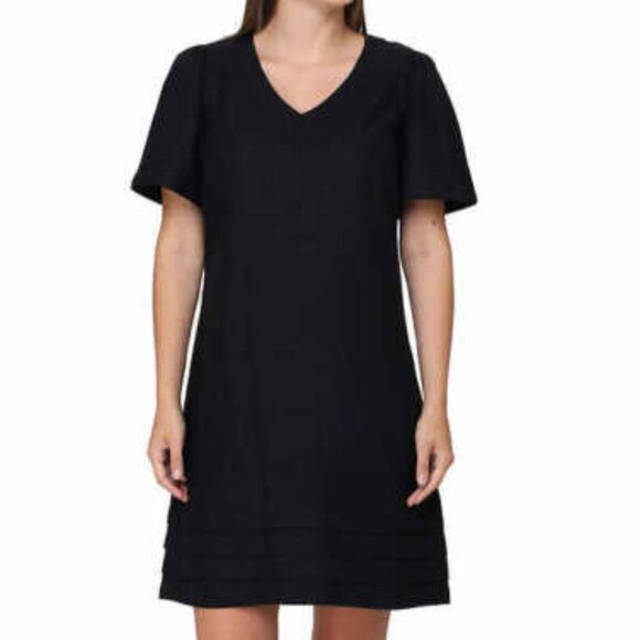Nicole Miller Women's Linen Blend Shift Midi Dress Size XXL Black Casual (NEW) - Picture 2 of 14